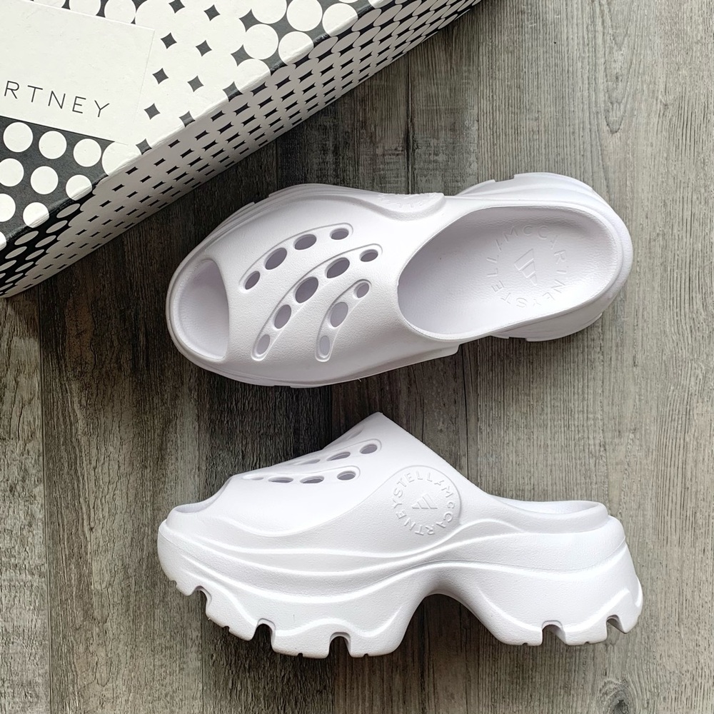 adidas White Chunky Platform Clog Mules — Sculpted Foam Slide
